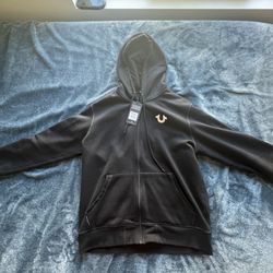 Black True Religion Zip Up Hoodie