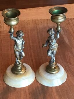 Antique Victorian Bronze/Brass Cherub Candelabras