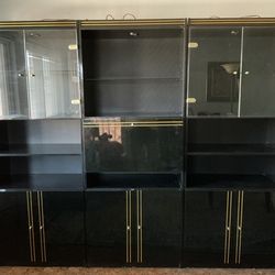 Black lacquer wall units