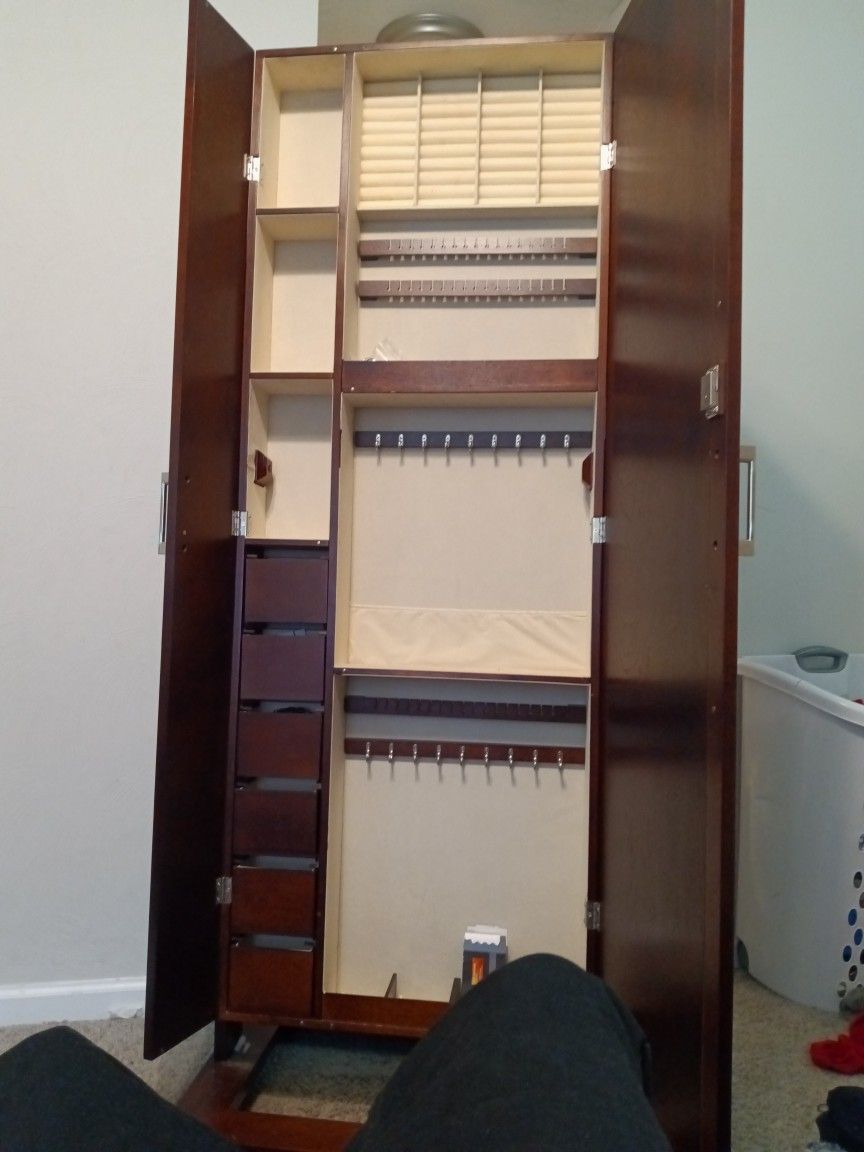 Mirrored Five Foot Jewelry Armouire