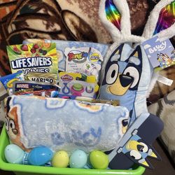 $30 Bluey Easter Bucket With Blanket, Pillow, Bear, Harmonica And More 