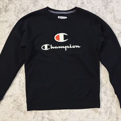 Champion Size M Men's Powerblend Fleece Pullover Sweatshirt - Black