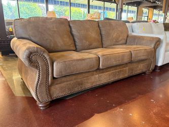 WANEK Brown Stud Trim 3-Seater Sofa
