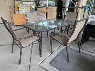 Metal and Glass Patio Set w/ 4 Chairs