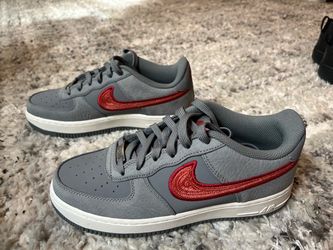 Nike Air Force 1 Low Grey Red Swoosh