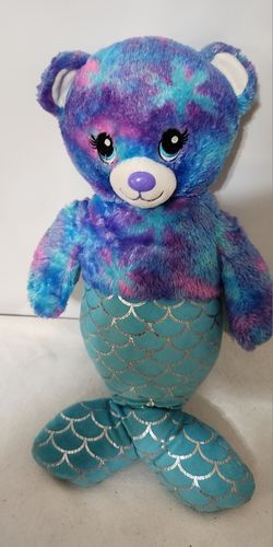 Build A Bear Mermaid Mer-Bear Tye Dye Purple Blue Pink Plush