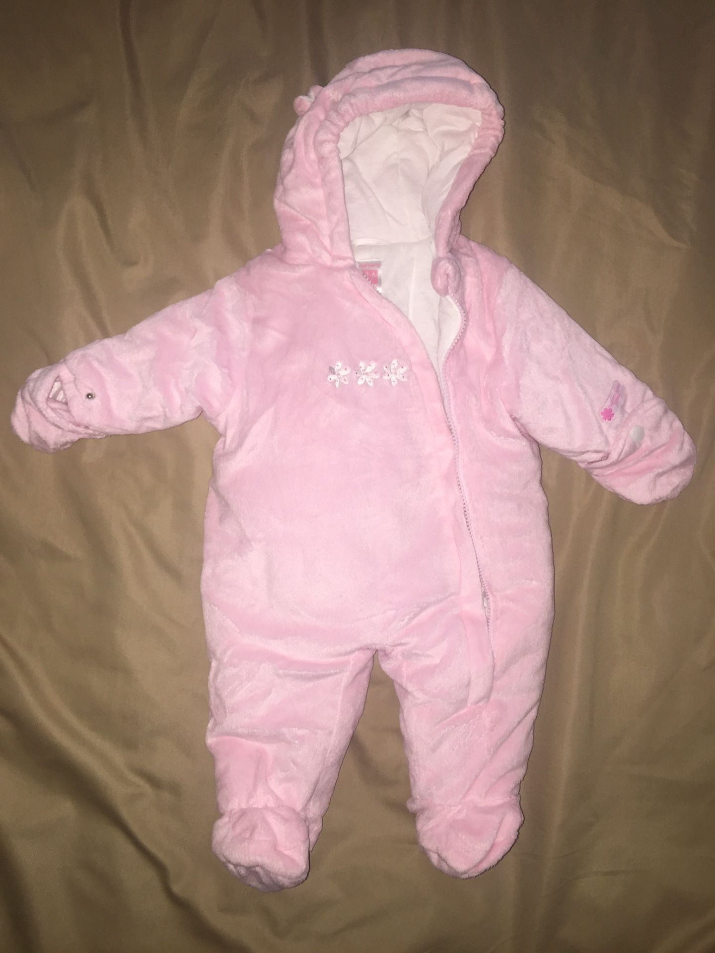 Carters 3-6 month girls footed fuzzy snow suit