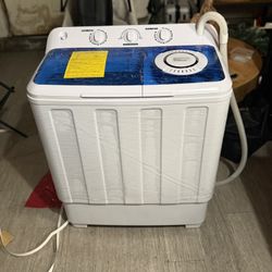 Auertech Portable Washer 28lbs Twin Tub Compact with Drain Pump, Semi-Automatic Washer Spinner Combo