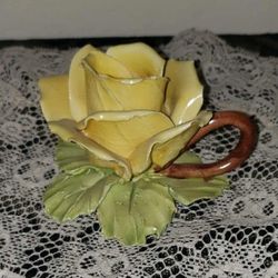 X7 HAND PAINTED PORCELAIN FLORAL FLOWER CAPODIMONTE ROSE CANDLE  HOLDER CANDELABRA CANDLESTICK ITALY ITALIAN TABLE DECOR COLLECTABLE