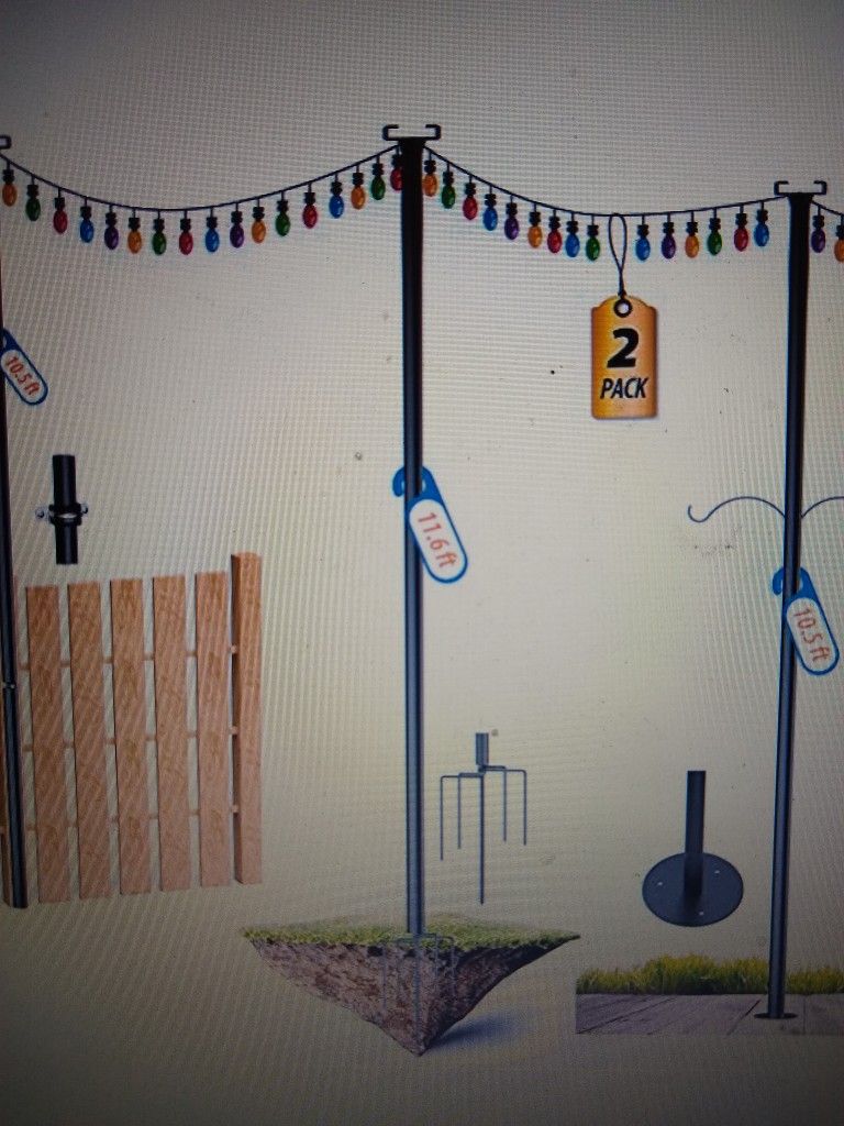 String Light Poles For Outdoor, Light Pole Stand For Terrace Garden
