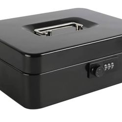 Steel Cash Box Safe with Combination Lock,Money Safe Box with Removable Coin Tray