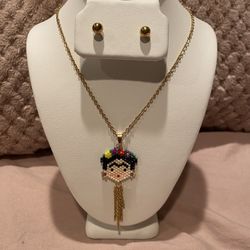 Stainless Steel Necklace With Earrings Set