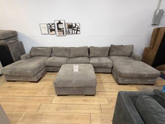 U-Shape Sectional Couch by Ashley & Storage Ottoman