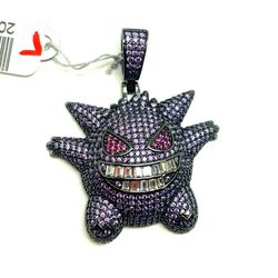 925 Sterling Silver CZ Gengar Pendant 10.00g 200755/20