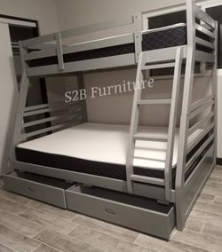 Twin full grey Bunkbed with ortho mattress included