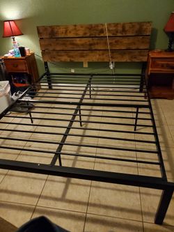 Queen Metal Bedframe With Headboard
