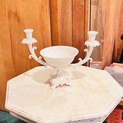 Cast Iron Centerpiece Candle Holder Shabby Chic Vintage Floral Decor