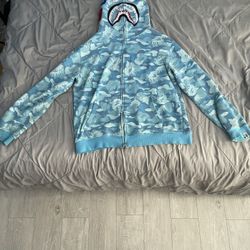 Blue Bape Hoodie Size Small