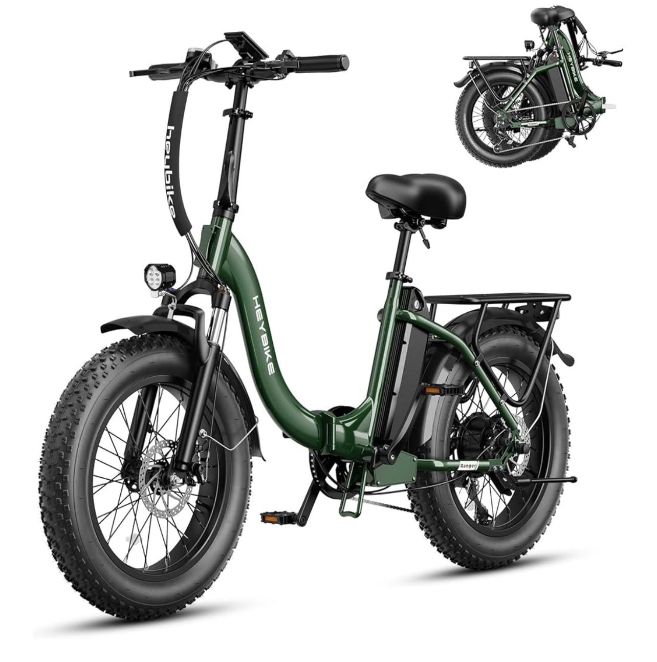Heybike Ranger 2.0 Peak 1400W Peak Motor 28MPH 60 Miles Range 600Wh Removable Battery 20”x4” Tire