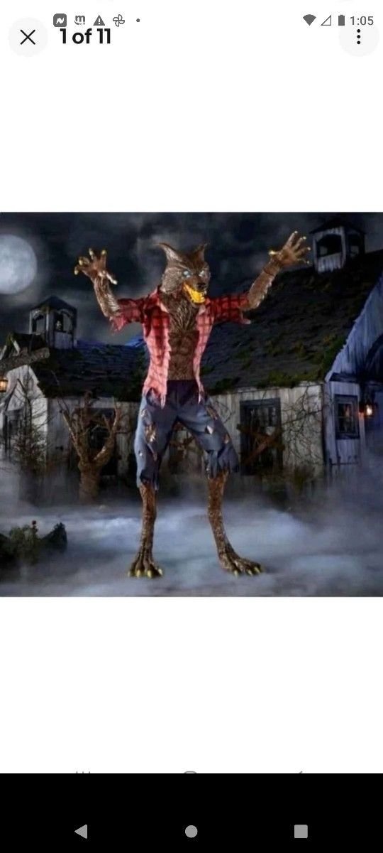 Spirit Halloween Animated๐บ๐บ๐บ๐บ๐บ Animatronic Life Size Giant Immortal Werewolf 9.5 Wolf. Used and with Box ๐ฆ. We're located Simi. Thx! ๐ช๐โ๏ธโ๏ธโ๏ธ