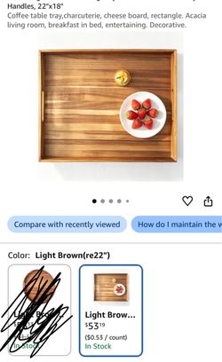 Acacia Wood Serving Tray with Handles, 22x18