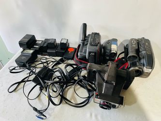 Vintage Camera Camcorder Lot JVC Panasonic Polaroid Batteries Chargers Untested