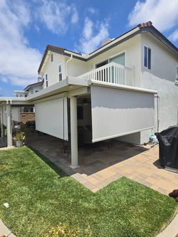 Outdoor Motorized Roller Shades | Exterior Patio Sun Screen | 909 681 7003