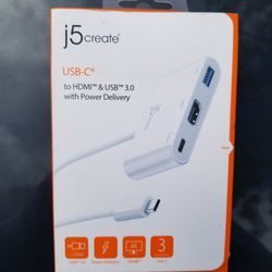 j5create USB-C to HDMI & USB 3.0 w/ Power Delivery • Windows/macOS/Chrome OS 