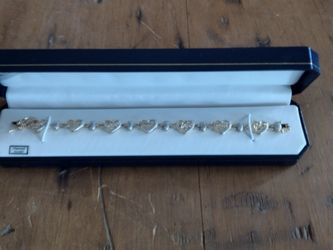 18K Sterling Silver And Rhodium Diamond Accent Forever Mom Heart Bracelet 7 1/2"