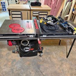 SAWSTOP Professional Tablesaw w/ router table router and accessories