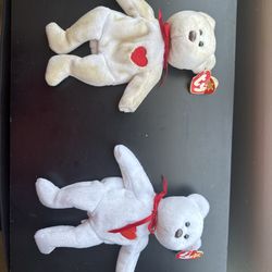 Ty Beanie Babies Valentino Bear Lot (2) With Tags – Vintage Plush Collectible