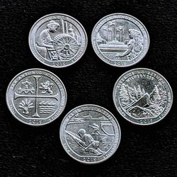 2019-W West Point mint mark quarters (complete set of all 5 coins)