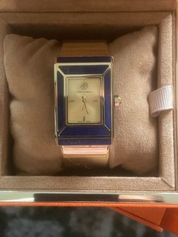 Tory Burch Rectangle Watch Blue Gold