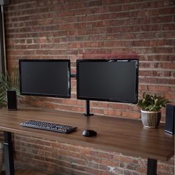 Dual Monitor Desk Mount - Sturdy Metal 