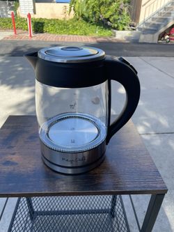 Megachef Stainless Steel Light Up Tea Kettle, 1.7L, Clear Glass