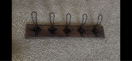 Wooden Wall Coat Rack with 5 Hooks