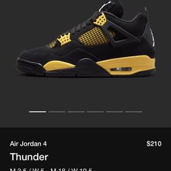 Jordan Retro 4 Thunder 