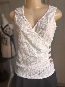 White Wrap V-Neck Sleeveless Top