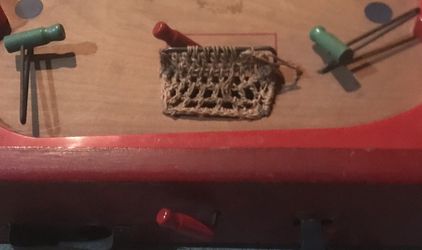 Rare Antique 1940s Munro Games National Hockey Wood and Plastic Pinball Style Table Top Ice Hockey Game