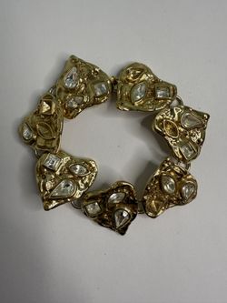 YVES SAINT LAURENT Vintage YSL By Robert Goossens Crystal Heart gold bracelet