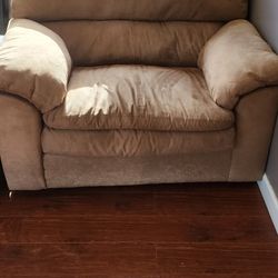 HUGE Comfy Brown Suede Chair