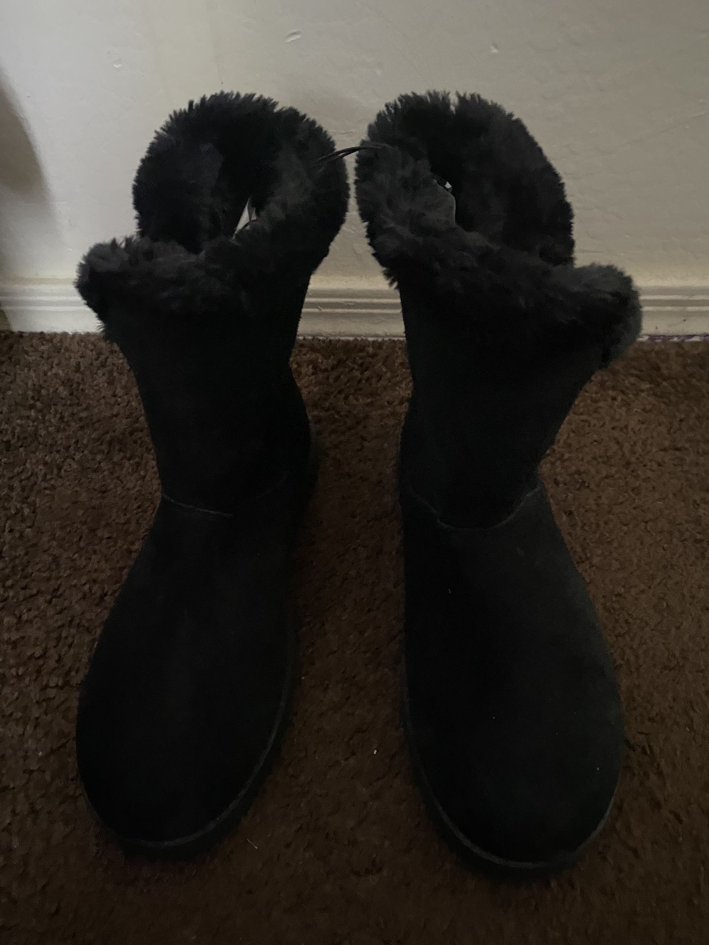 New Fuzzy Black Boots