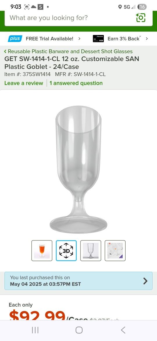 Water Cup/goblets Plastic Reusable 200 Available