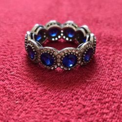 2.00 Ct Oval Simulated Blue Sapphire Full Eternity Band Ring 925 Sterling Silver