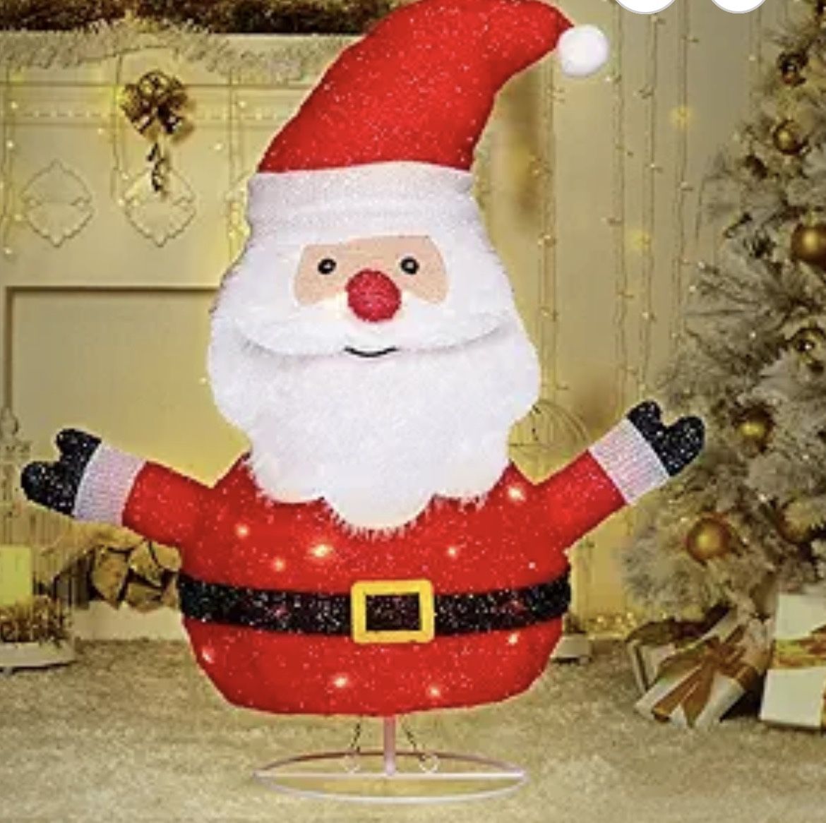 LED Lighted Christmas Santa Outdoor Yard Decorations 32.7×27.6in Santa Claus Yard Sign Outdoor Santa Claus Decorations with Stakes Lights for Christma