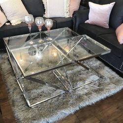3Pc TopGlass Coffee Table Set 