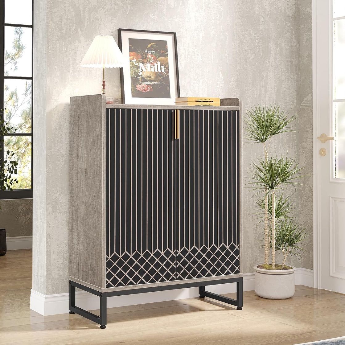 Xk00528 Modern Shoe Cabinet with Doors, 5 Tier Modern Shoe Rack Organizer Household