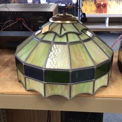 Vintage Art Deco Green And Blue Frosted Glass Chandelier Lighting Fixture 💵  💳  💵  Cash and Card Accepted