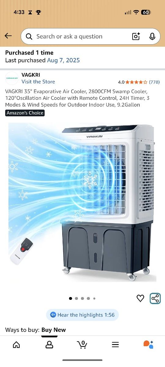 Vagkri 35" Swamp Cooler