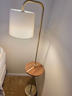 Floor Lamp with Wood Side Table